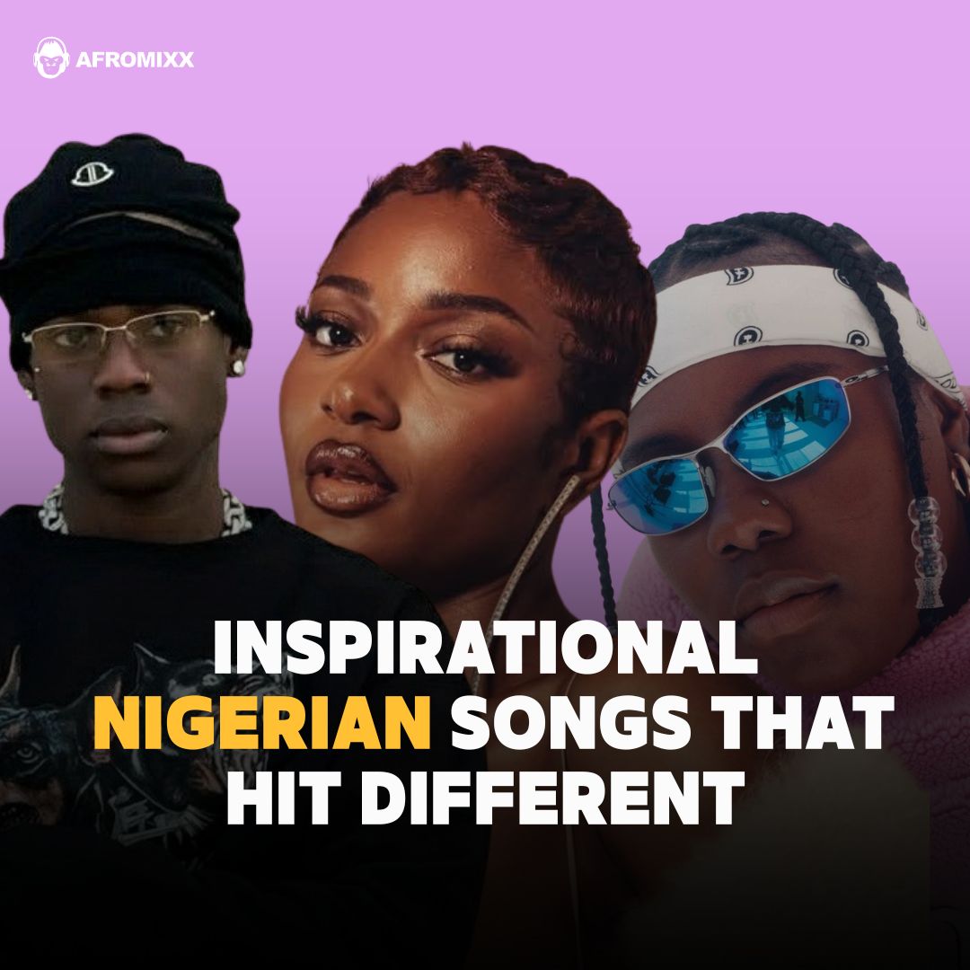 Featured image for inspirational lyrics post showing a visually styled Afrobeats-themed graphic with soft aesthetic elements